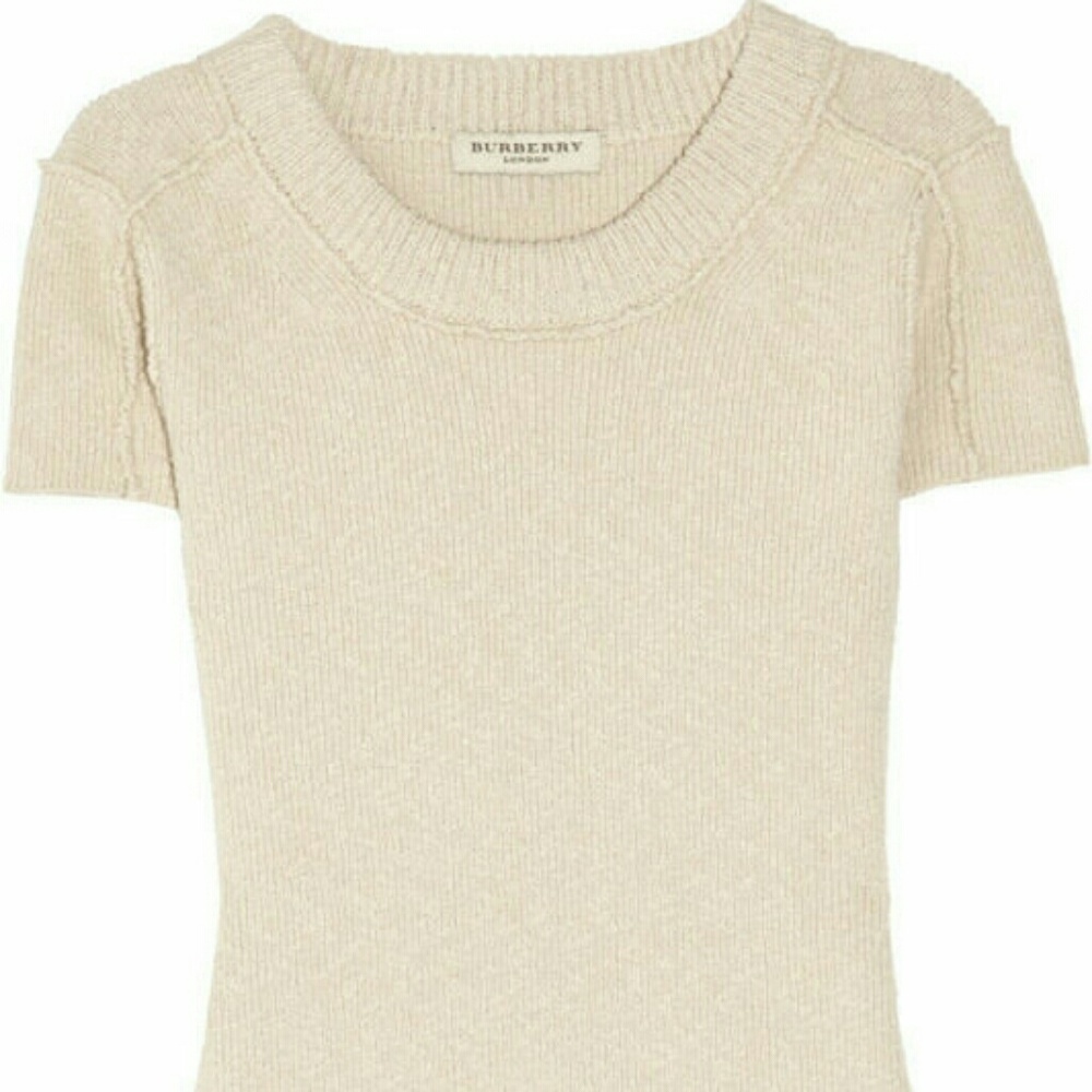 NWT BURBERRY LONDON SS RIBBED KNIT SWEATER TOP M/L